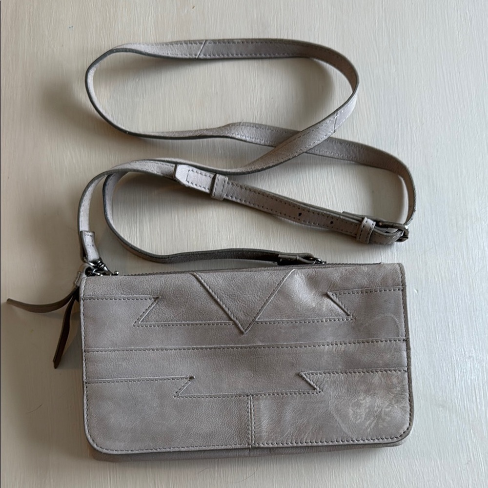 Lucky Brand Gray Crossbody Bag with Adjustable Strap and Zipper Closure